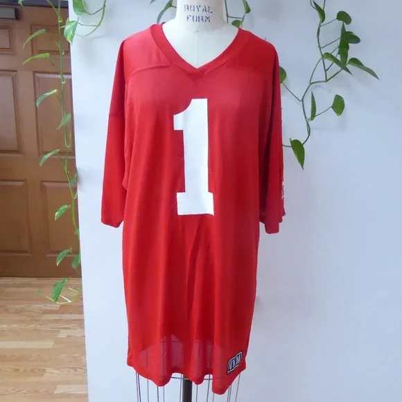open lace back dress Red & White Full Sequin Jersey Dress main image 0